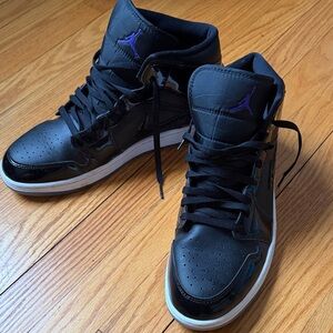 Jordan Black and Purple High-Top Sneakers